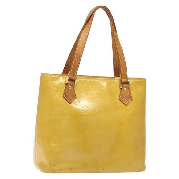 LOUIS VUITTON Monogram Vernis Houston Hand Bag Lime Yellow M91055 - Picture 1 of 13